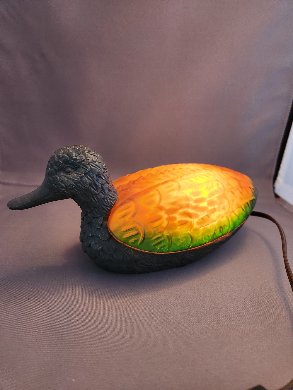 Vintage Duck Night Light in Orange and Green